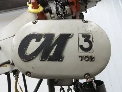 CM Lodestar RRT2 3 Ton Electric Chain Hoist 2 Speed 14' Lift Power Trolley 460V