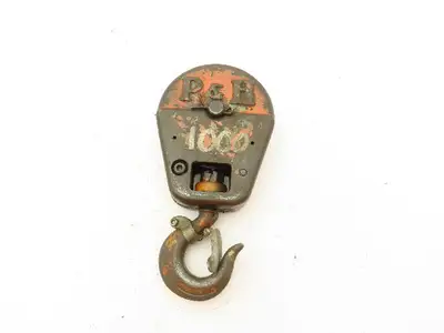 P&H 1/2 Ton Single Sheave Crane Hoist Swivel Hook Snatch Block 1000 Lb Load
