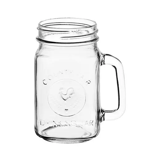 Acopa Rustic Charm 16 oz. County Fair Drinking Jar / Mason Jar with Handle - 12/Case