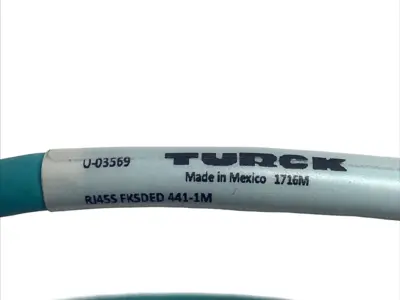 USED TURCK ETHERNET CORDSET RJ45 TO M12 D-CODE 1M U-03569