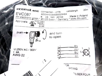 NEW IFM EFECTOR ADOAH040MSS0020H04-EVC087 CABLE 20M EVC087