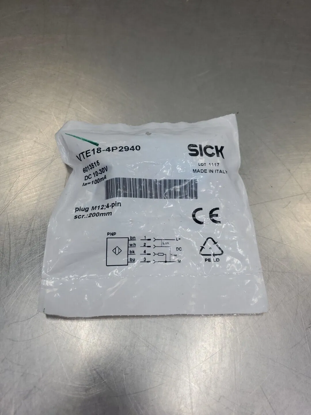 SICK VTE18-4P2940 (6013515) Proximity Sensor, 10-30VDC. 5E-3/4