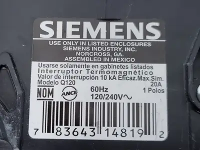 Used SIEMENS Q120 Switchgears British Columbia CA | Lenmark #239830