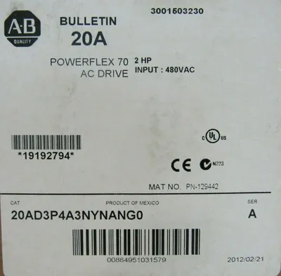 NEW ALLEN BRADLEY 20A-D-3P4A-3-NYNANG0 POWER FLEX 70 2HP SER A 20AD3P4A3NYNANG0