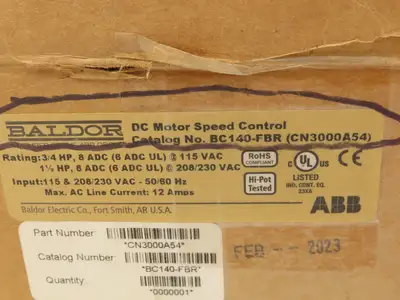 Baldor ABB BC140-FBR DC Motor Speed Control Drive 115/230V Input  8 ADC Output