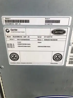 Carrier 39LA25MCFAS-AHP-29 Indoor Air Handler 14,000cfm 2V781897