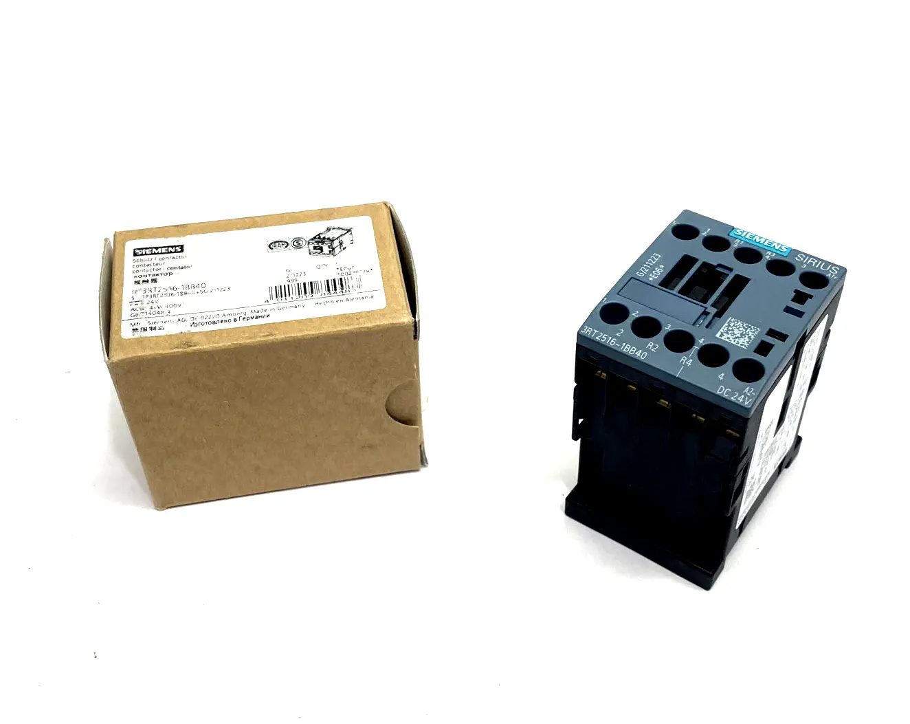 3RT2516-1BB40 | Siemens  Contactor AC-3, 9A, 4kW/400V, 4P, 24VDC - New
