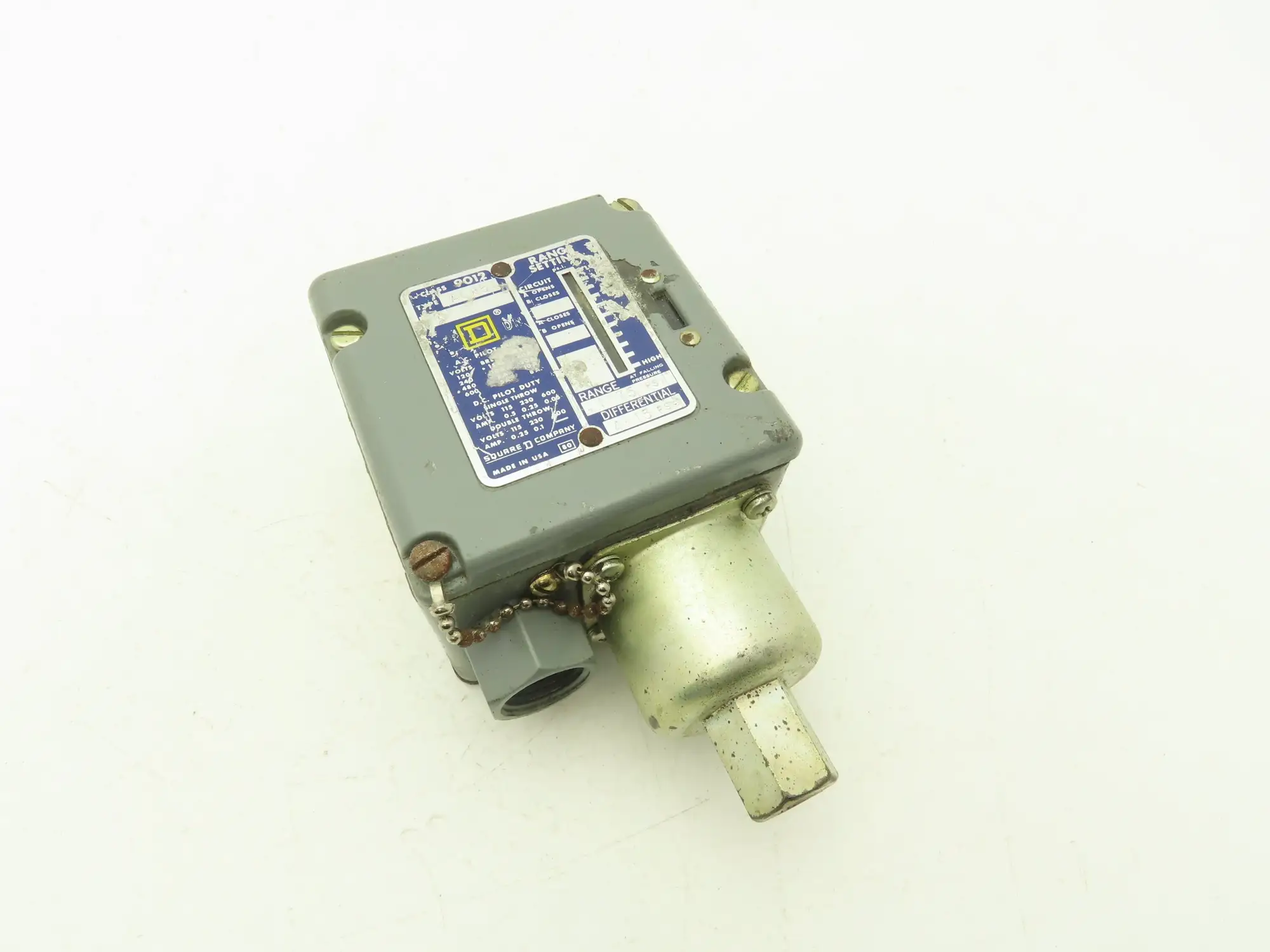Square D 9012ACW5 Adjustable Pressure Switch 1-75 PSI 4-15 Differential