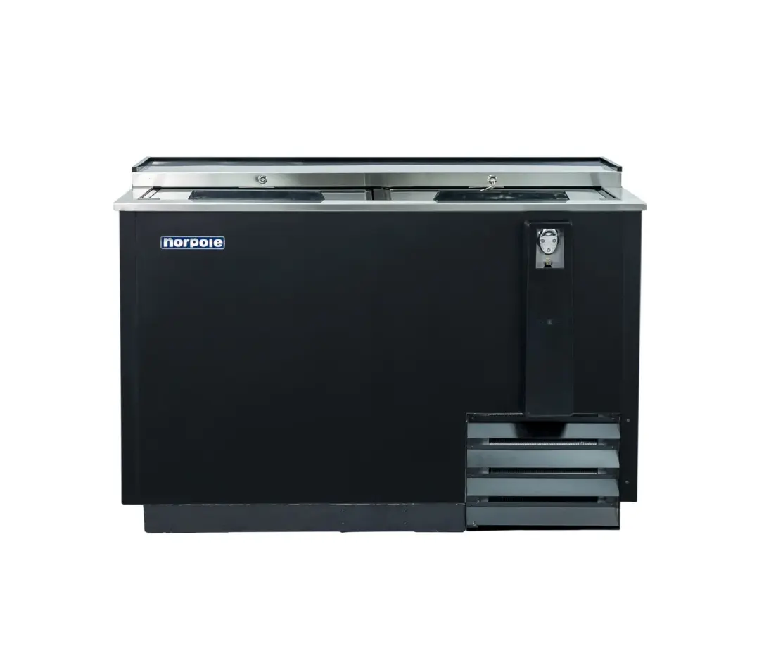 Magic Chef 50 IN. W 16 CU. FT. COMMERCIAL BEVERAGE COOLER REFRIGERATOR WITH SLIDING DOOR IN BLACK