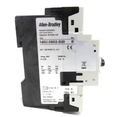 ALLEN BRADLEY 140U-D6D2-B20 CIRCUIT BREAKER SER.B 140UD6D2B20