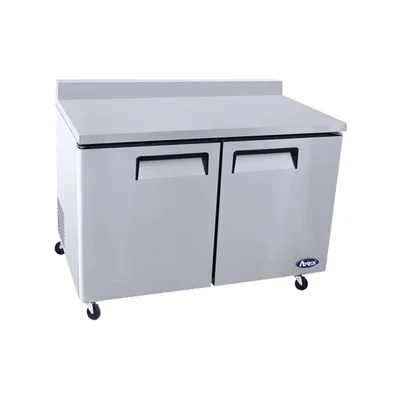 New | in-Stock Atosa New Atosa MGF8413GR 48" (2) Door Worktop Freezer w/ Backsplash Worktop Freezers Illinois US | Falcon Restaurant Supply #1375430