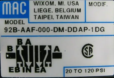 NEW MAC 92B-KAF-000-DM-DDAP-1DG MANIFOLD 92B-AAF-000-DM-DDAP-1DG 92B-000-BJA