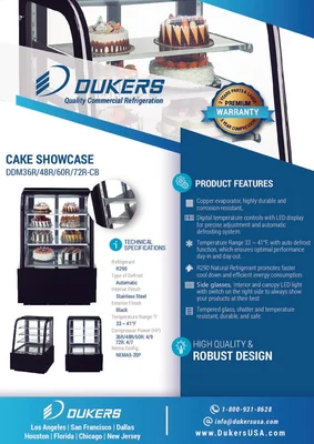 New | in-Stock Dukers New Dukers DDM60R-CB Curved Glass 60" Cake Showcase Display Refrigerators Illinois US | Falcon Restaurant Supply #1376330