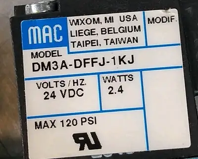 MAC 461A-B0A-DM-DFFJ-1KJ + DM3A-DFFJ-1KJ Solenoid Valve Loc6C11