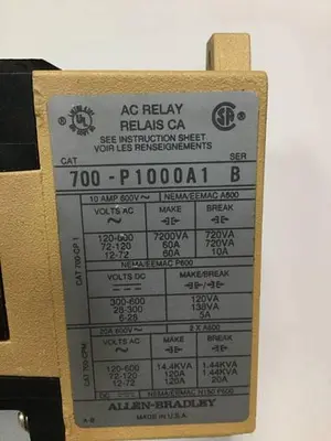 USED ALLEN BRADLEY 700-P1000A1 SER B