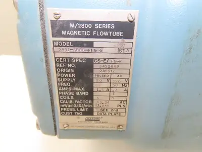 Foxboro 2891-SBBB-PHG-G Magnetic Flowtube Transmitter Meter Flow Tube 120V 1/2"