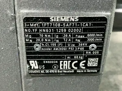 Used SIEMENS 1FT71085AF711CA1 Motors (misc) Ohio US | HGR 24 #1352659