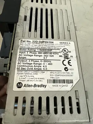 22D-D4P0N104 AB PowerFlex 40P Drive 2 HP Series A Tested Good (Bin 2.5.1)