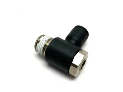 USED PARKER PRESTOLOK BANJO FLOW CONTROL ELBOW FITTING METER OUT 3/8" NPT