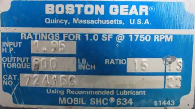 NEW BOSTON GEAR 724156 GEAR REDUCER 15:1