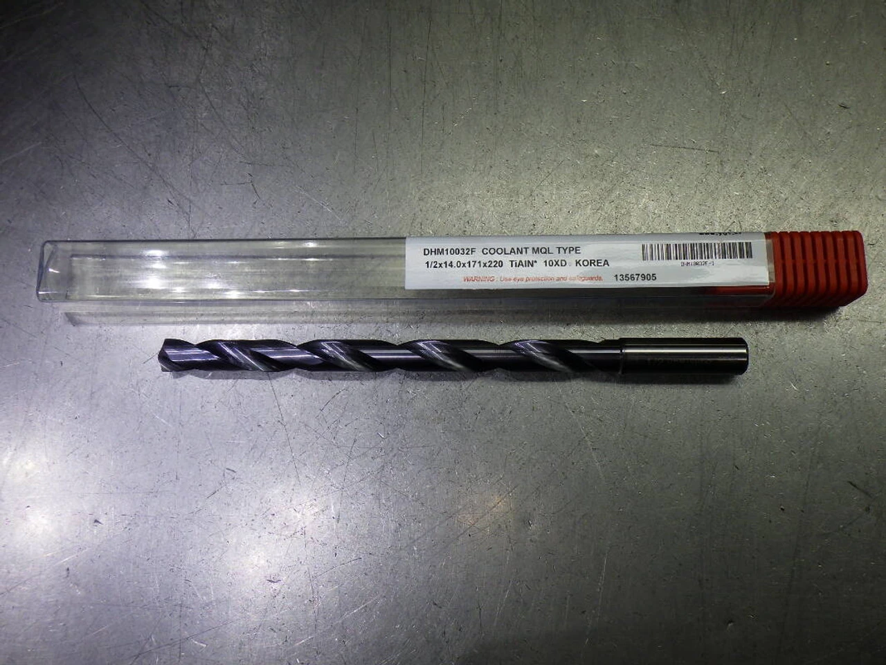 YG1 1/2" Coolant Thru 10xD Carbide Drill 14mm Shank DHM10032F (LOC2260)