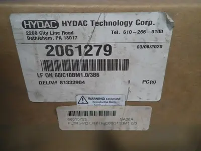 NEW 2020 HYDAC LF ON 60IC10BM1.0/3B6