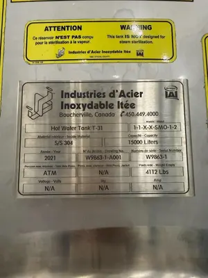 2021 INDUSTRIES D'ACIER INOXYDABLE ITEE 4,000 GALLON Pionowy zbiornik magazynowy | Perry Equipment (7)