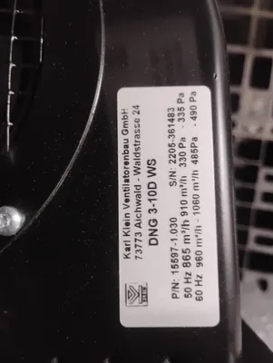 KARL KLEIN VENTILATORENBAU DNG 3-10D/WS BLOWER FAN | ESS Industrial Equipment Sales (7)