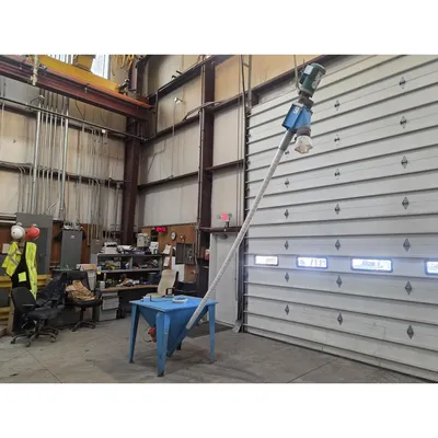 Used Taylor Products 2" Dia. Flex Auger Screw Conveyor w/ Loading Hopper