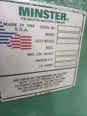 26" x .090" x 14,000 LB MINSTER COIL SERVO FEED LINE