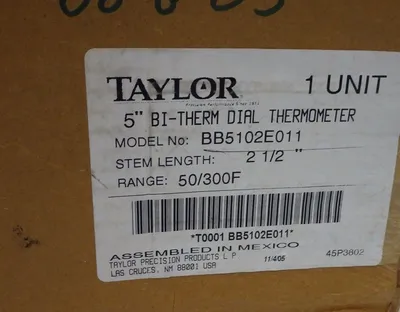 LOT OF 2 NEW TAYLOR BB5102E011 THERMOMETERS