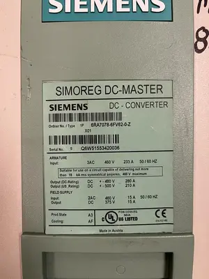 Used SIEMENS 6RA7078-6FV62-0-Z Variable Speed Drives Ohio US | Surplus Asset Holdings #1207075