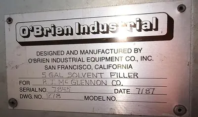 Filler, Can, Pail, 5 Gallon, Solvent Filler, O'Brien, #S742656