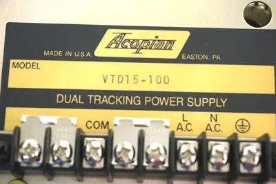 NEW ACOPIAN VTD15-100 POWER SUPPLY VTD15100