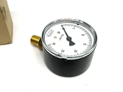 USED NOSHOK PRESSURE GAUGE, MALE 1/4" NPT BOTTOM CONN. BLACK STEEL CASE