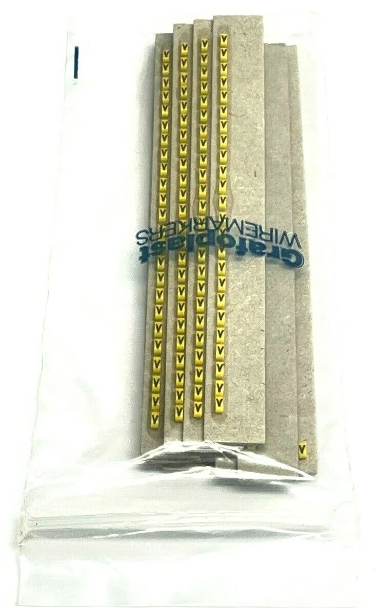 117 | Grafoplast  Wire Markers V Black on Yellow 10 Strips - New