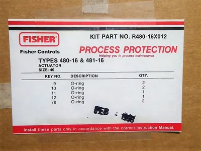 Fisher Controls R480-16X012 Size 40 Actuator Rebuild Kit New