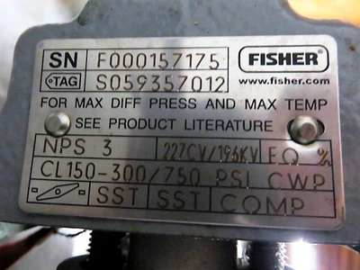 Fisher 3"-150 Butterfly Valve with actuator and positioner Unused