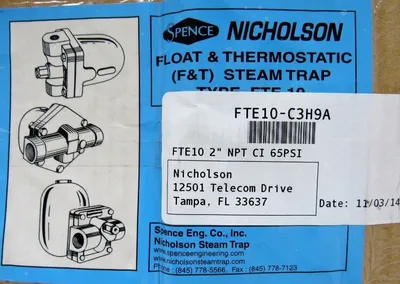 NEW NICHOLSON FTE10-C3H9A FLOAT & THERMOSTATIC STEAM TRAP 2" FTE10C3H9A FTE-10