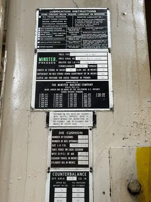 1985 MINSTER E2-400 Straight Side Mechanical Stamping Presses | Rygate LLC (8)