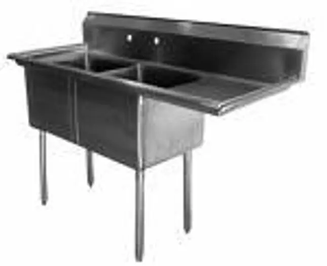 2 COMPARTMENT 24" SINK - Right Hand Drainboard - With approval sticker