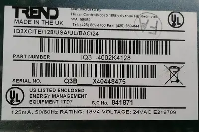 TREND IQ3XCITE/128/USA/UL/BAC/24 (IQ3-4002K4128) - Controller 4C
