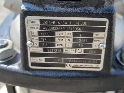 Used GRUNDFOS CRI3-6 A-CA-I-E-HQQE Centrifugal Pumps British Columbia CA | Lenmark #1489068
