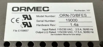 ORMEC ORN-70/BFES MOTION CONTROLLER CHASSIS REFURBISHED