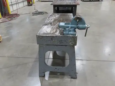 Vintage 1" Steel Welding Layout Table 60x24" Cast Iron Wilton Vise 4-1/2"