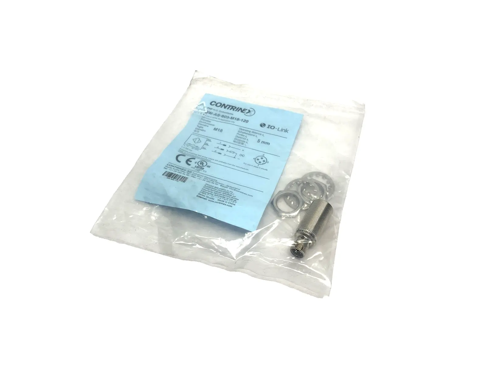Contrinex DW-AS-603-M18-120 IO-Link Inductive Sensor M18 Diameter M12 4-Pin Male