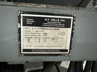 USED W.F. WELLS W-9 HORIZONTAL SAW