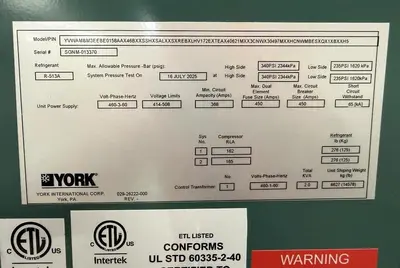 Used 2025 YORK YVWAMBM3EE Chillers Pennsylvania US | Global Equipment International, LLC #1344937