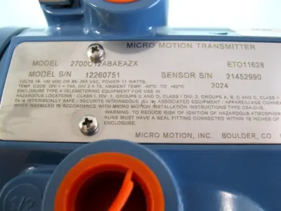 New | in-Stock Micromotion 2700 C12 AB AEAZX Sensors New Hampshire US | Bitter End Trading #1452894