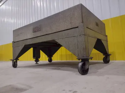 72" X 48" X 12" RAHN GRANITE SURFACE PLATE ON TABLE W/ CASTERS : STOCK 20059